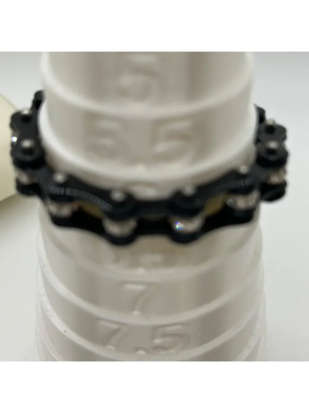 Black Stainless Steel Motorcycle Bike Chain Bracelet With Rhinestone Studs - Picture 10 of 11